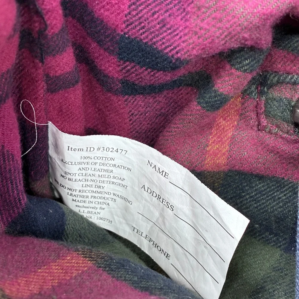 L.L. Bean Convertible Backpack Tote Bag Navy Blue Cotton Canvas Plaid 302477